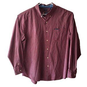 Chaps men 2X casual button up button red plaid long sleeve shirt